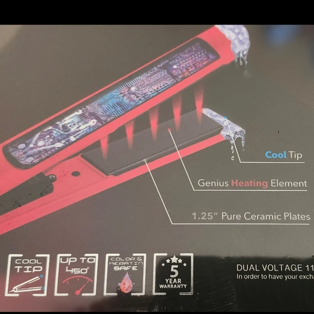 NIB-Platinum Genius Heating Element Flat Iron/Cool Tip Technology